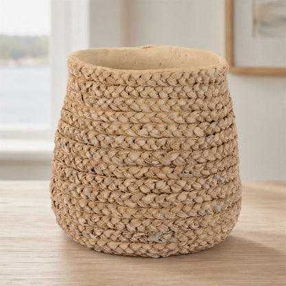 Braided Weave Cement Vase 9"D