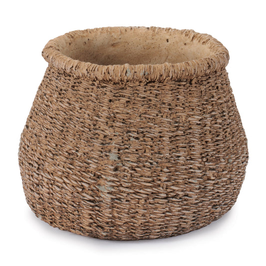 Braided Weave Cement Vase 6"D