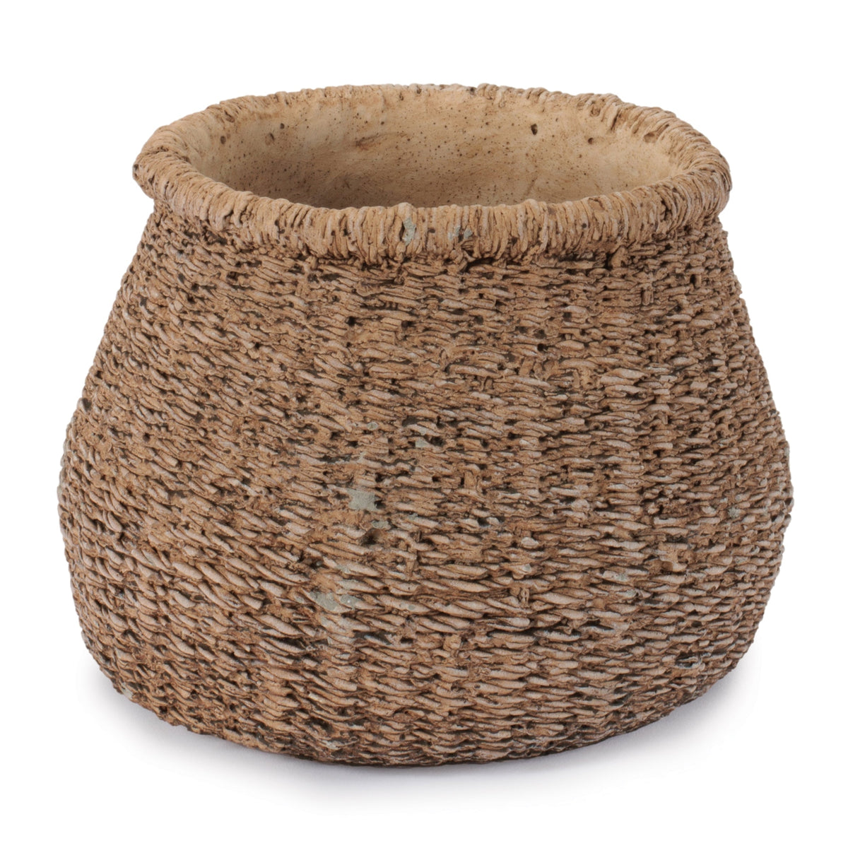 Braided Weave Cement Vase 6"D