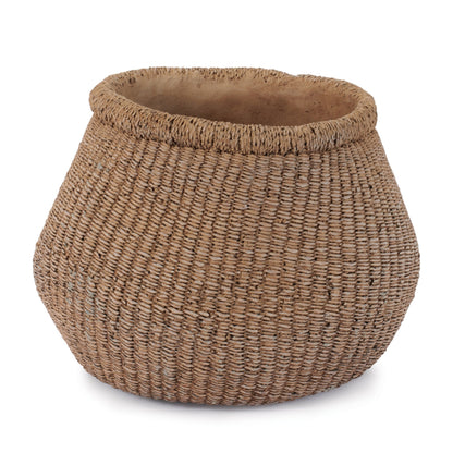 Braided Weave Cement Vase 9"D