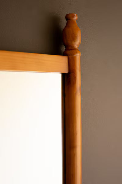 Wood Framed Mirror With Finials
