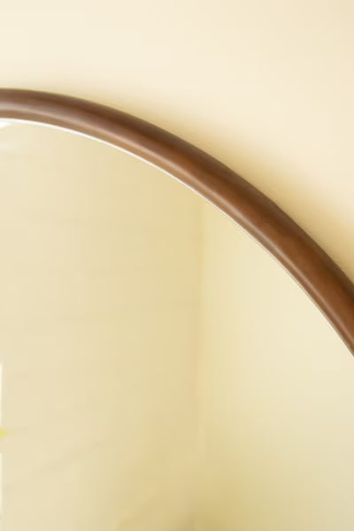 Round Wood Framed Mirror 39.5"D